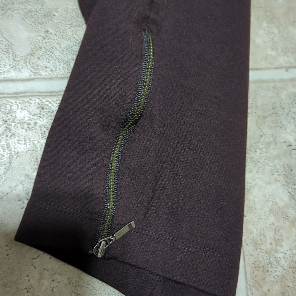 Eileen Fisher  Petite Slim Zipper Ankle Pull On Brown Pants L - Picture 2 of 6